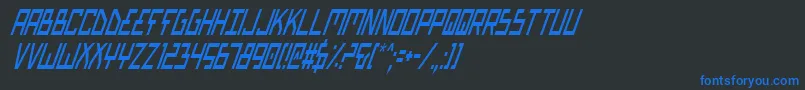 フォントBiotypci – 黒い背景に青い文字