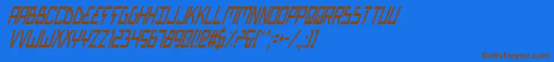 フォントBiotypci – 茶色の文字が青い背景にあります。