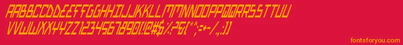 フォントBiotypci – 赤い背景にオレンジの文字