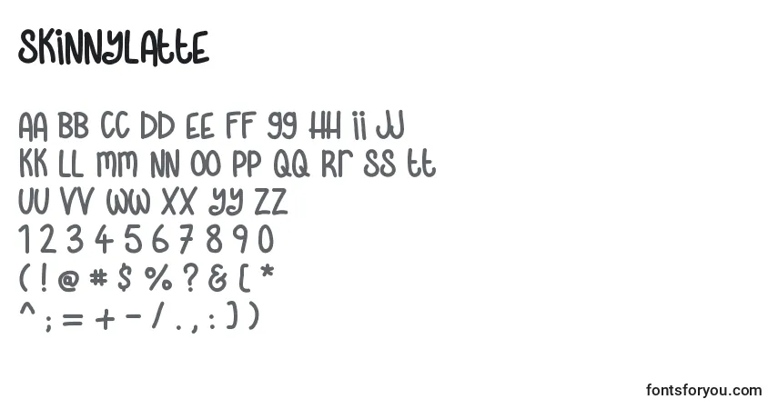 Czcionka Skinnylatte – alfabet, cyfry, specjalne znaki