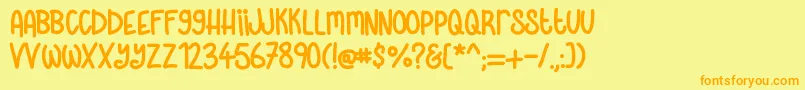 Skinnylatte-Schriftart – Orangefarbene Schriften auf gelbem Hintergrund