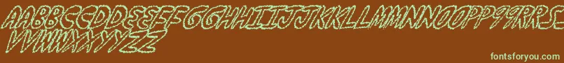 YumernubFuzzy-fontti – vihreät fontit ruskealla taustalla