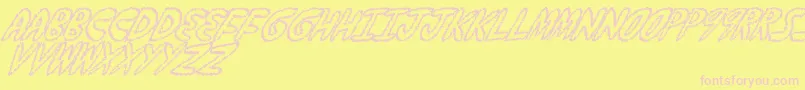 YumernubFuzzy-fontti – vaaleanpunaiset fontit keltaisella taustalla