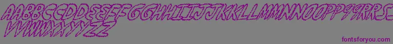 フォントYumernubFuzzy – 紫色のフォント、灰色の背景