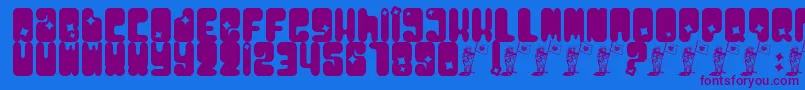 Moonpcg-Schriftart – Violette Schriften auf blauem Hintergrund