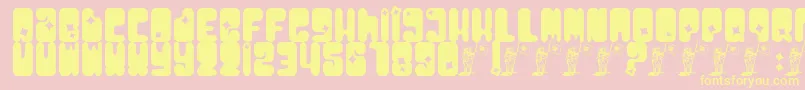 Moonpcg-fontti – keltaiset fontit vaaleanpunaisella taustalla