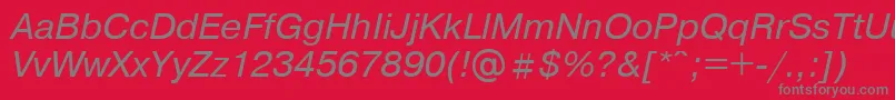 Czcionka PragmaticaItalicCyrillic – szare czcionki na czerwonym tle