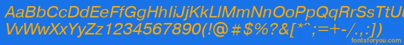 フォントPragmaticaItalicCyrillic – オレンジ色の文字が青い背景にあります。