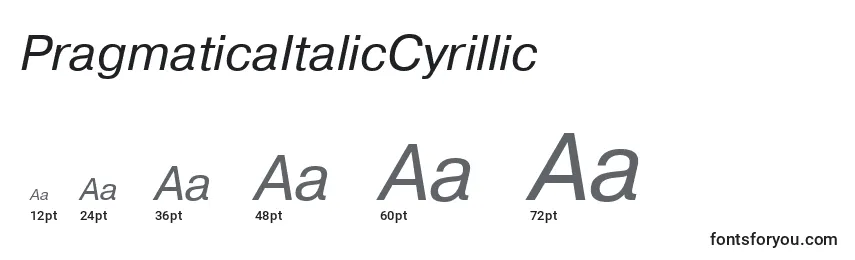 Größen der Schriftart PragmaticaItalicCyrillic