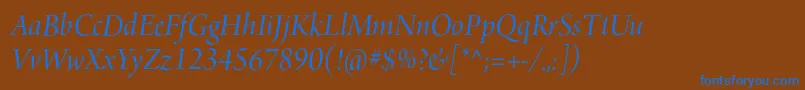 ArnoproItalic36pt-Schriftart – Blaue Schriften auf braunem Hintergrund