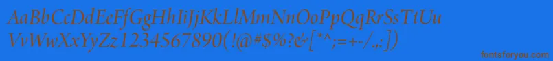 ArnoproItalic36pt-Schriftart – Braune Schriften auf blauem Hintergrund