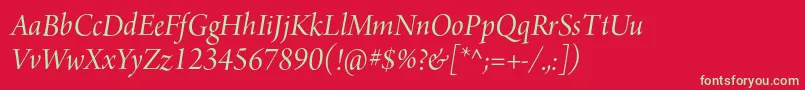 Fonte ArnoproItalic36pt – fontes verdes em um fundo vermelho