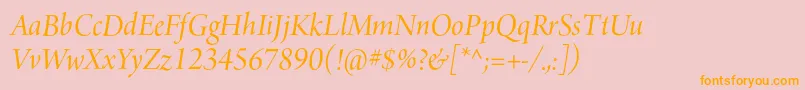 ArnoproItalic36pt-Schriftart – Orangefarbene Schriften auf rosa Hintergrund