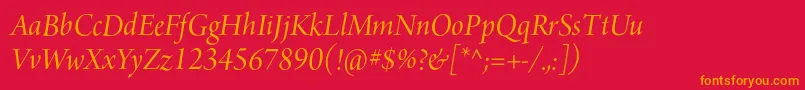 fuente ArnoproItalic36pt – Fuentes Naranjas Sobre Fondo Rojo