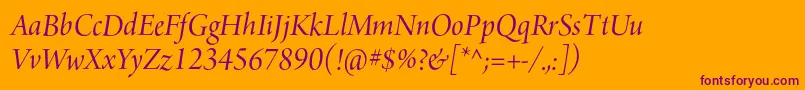 ArnoproItalic36pt Font – Purple Fonts on Orange Background