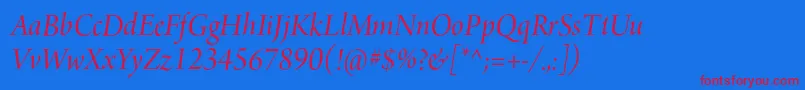 フォントArnoproItalic36pt – 赤い文字の青い背景