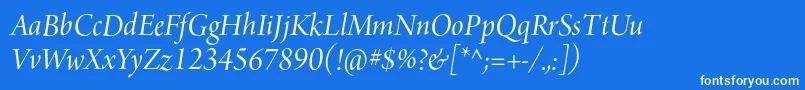 Fonte ArnoproItalic36pt – fontes amarelas em um fundo azul