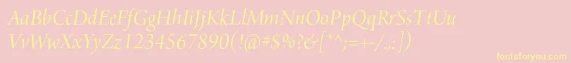 ArnoproItalic36pt-Schriftart – Gelbe Schriften auf rosa Hintergrund