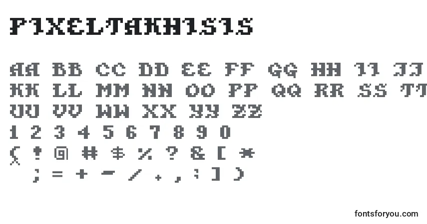 A fonte PixelTakhisis – alfabeto, números, caracteres especiais