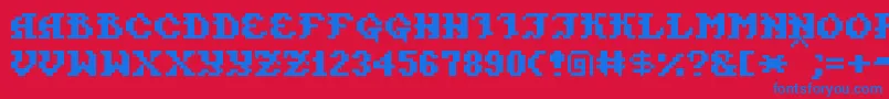 Fonte PixelTakhisis – fontes azuis em um fundo vermelho