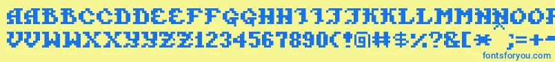 PixelTakhisis-fontti – siniset fontit keltaisella taustalla