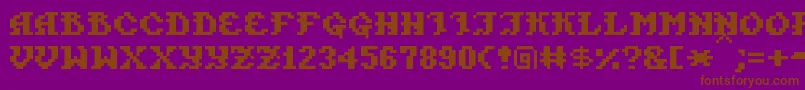 PixelTakhisis-Schriftart – Braune Schriften auf violettem Hintergrund