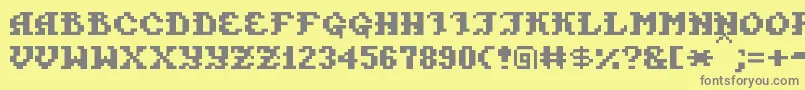 Fonte PixelTakhisis – fontes cinzas em um fundo amarelo