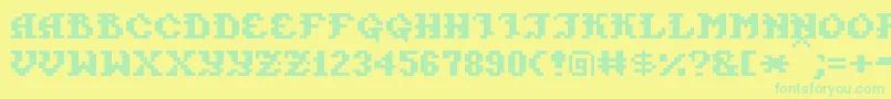 PixelTakhisis-Schriftart – Grüne Schriften auf gelbem Hintergrund