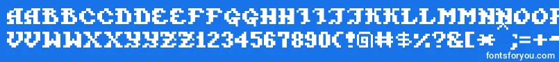 PixelTakhisis Font – White Fonts on Blue Background