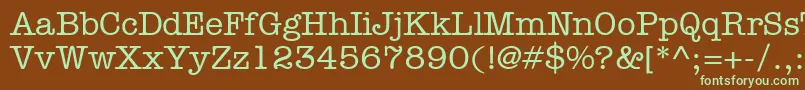 フォントKeyboardSsiMedium – 緑色の文字が茶色の背景にあります。