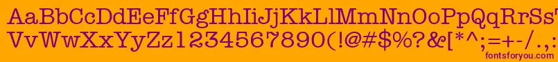 KeyboardSsiMedium-Schriftart – Violette Schriften auf orangefarbenem Hintergrund