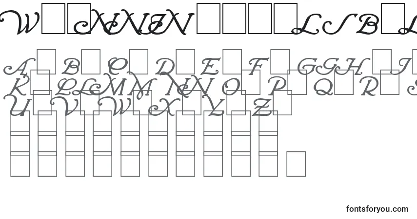 A fonte WrennInitialsBold – alfabeto, números, caracteres especiais