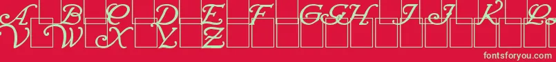 WrennInitialsBold-Schriftart – Grüne Schriften auf rotem Hintergrund