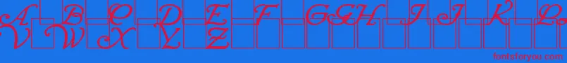 WrennInitialsBold-fontti – punaiset fontit sinisellä taustalla