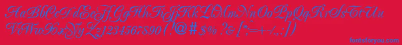 PoemexclusiveRegularDb Font – Blue Fonts on Red Background