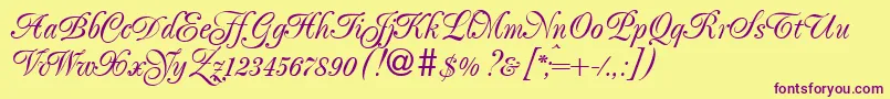 PoemexclusiveRegularDb Font – Purple Fonts on Yellow Background