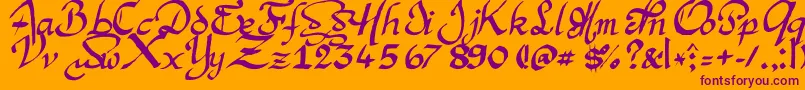 Argmansc-Schriftart – Violette Schriften auf orangefarbenem Hintergrund