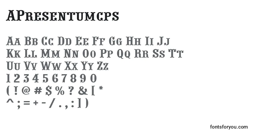 Schriftart APresentumcps – Alphabet, Zahlen, spezielle Symbole