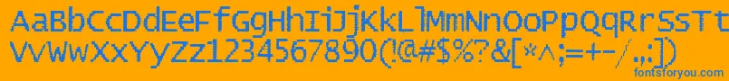 Badpad-Schriftart – Blaue Schriften auf orangefarbenem Hintergrund