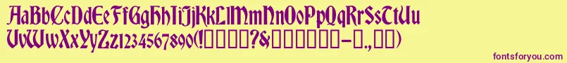 Romvelc Font – Purple Fonts on Yellow Background