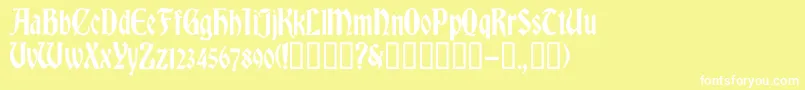 Romvelc-Schriftart – Weiße Schriften auf gelbem Hintergrund
