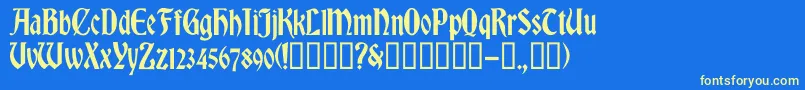Подробнее о шрифте Romvelc Шрифт Romvelc – жёлтые шрифты на синем фоне
