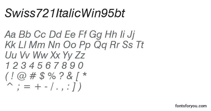 Czcionka Swiss721ItalicWin95bt – alfabet, cyfry, specjalne znaki