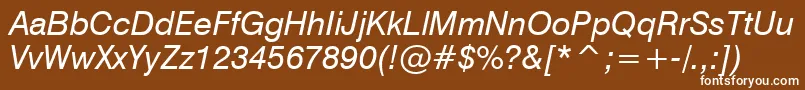 Fonte Swiss721ItalicWin95bt – fontes brancas em um fundo marrom