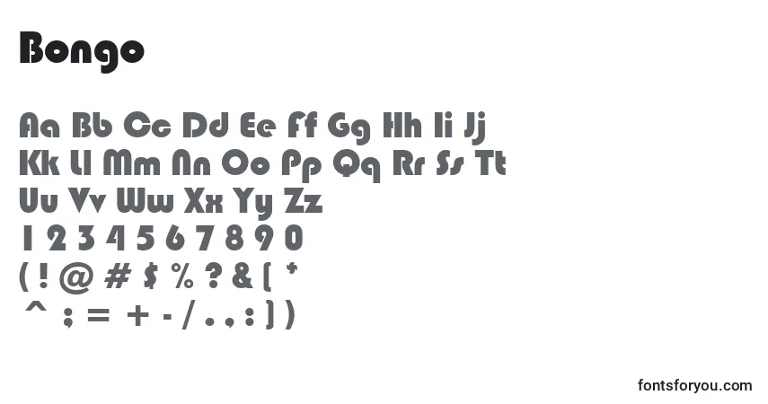Schriftart Bongo – Alphabet, Zahlen, spezielle Symbole