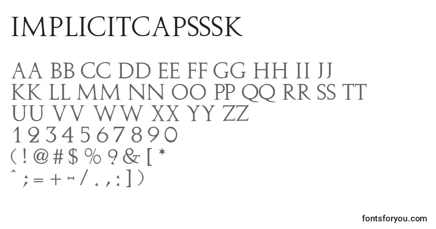 Шрифт Implicitcapsssk – алфавит, цифры, специальные символы