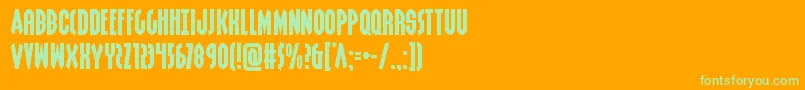 Grendelsmotherexpand-Schriftart – Grüne Schriften auf orangefarbenem Hintergrund