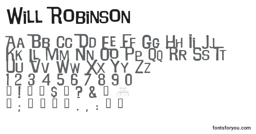 Schriftart Will Robinson – Alphabet, Zahlen, spezielle Symbole