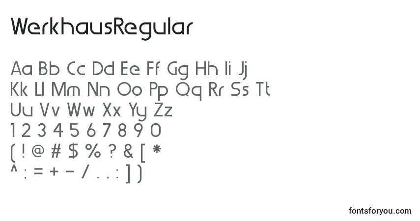 Шрифт WerkhausRegular – алфавит, цифры, специальные символы