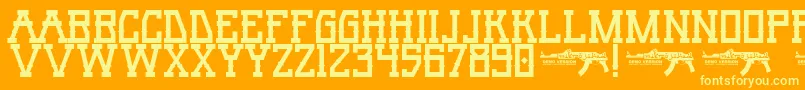 UmarRage-Schriftart – Gelbe Schriften auf orangefarbenem Hintergrund